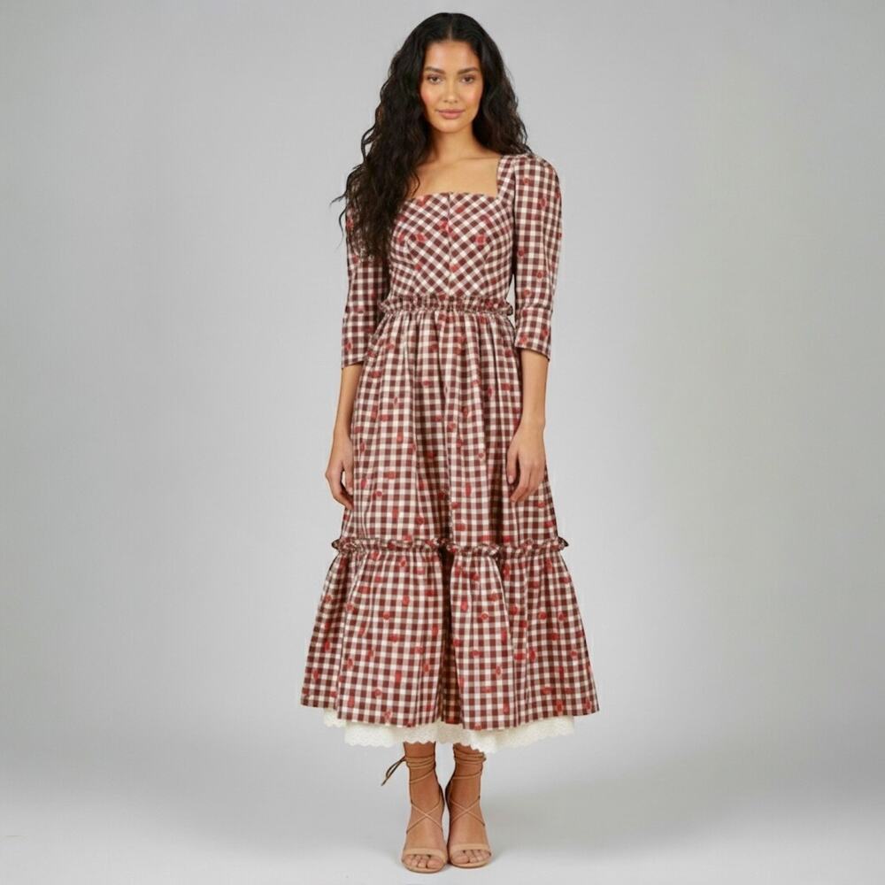 Hunter Bell Gillian Odessa Check Plaid Maxi Dress Size 2